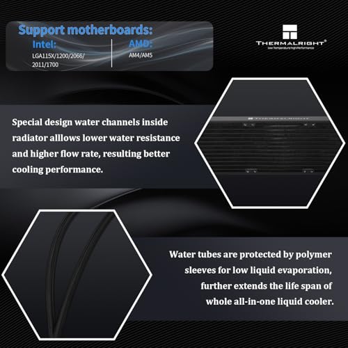 Image of Thermalright FW PRO 360 Black CPU AIO Cooler,IPS LCD Screen with 320 * 320 Resolution,for AM5&Intel 1700 /1851,High-Performance 360 Specs Water-Cooled Radiator with 2.73in Removable Display