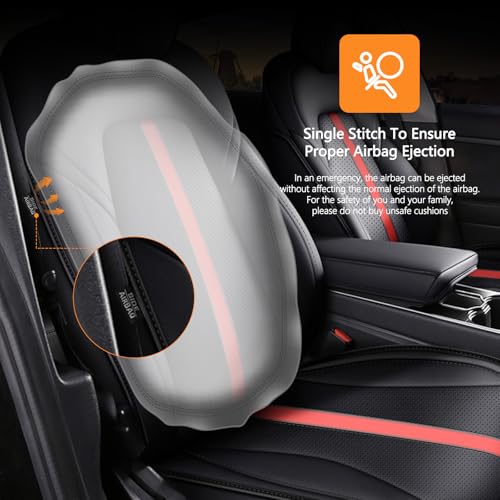 AOMSAZTO Car Seat Cover Fit for Tesla Model Y 2020 2024 - Half Surrounded Customized Seat Covers(Black with Red Stripe) - Image 3