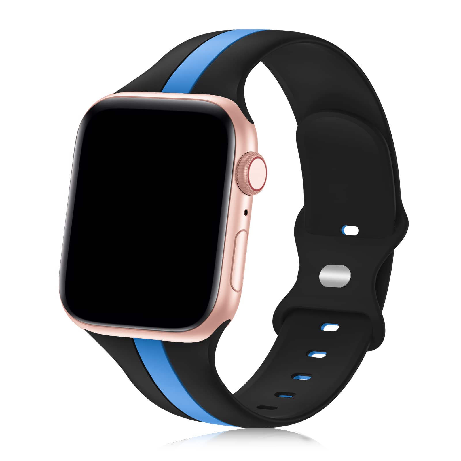 Designer Sport Band Compatible with Apple Watch iWatch Bands 38mm 40mm 41mm 42mm 44mm 45mm 49mm Men Women, Soft Silicone Strap Wristbands for Apple