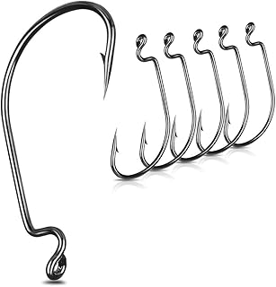 JNRTIFOW Wide Gap Offset Worm Fishing Hooks 50pcs/Pack 7316 High Carbon Steel Worm Bait Hook Set Size 2# 1# 1/0# 2/0# 3/0#...