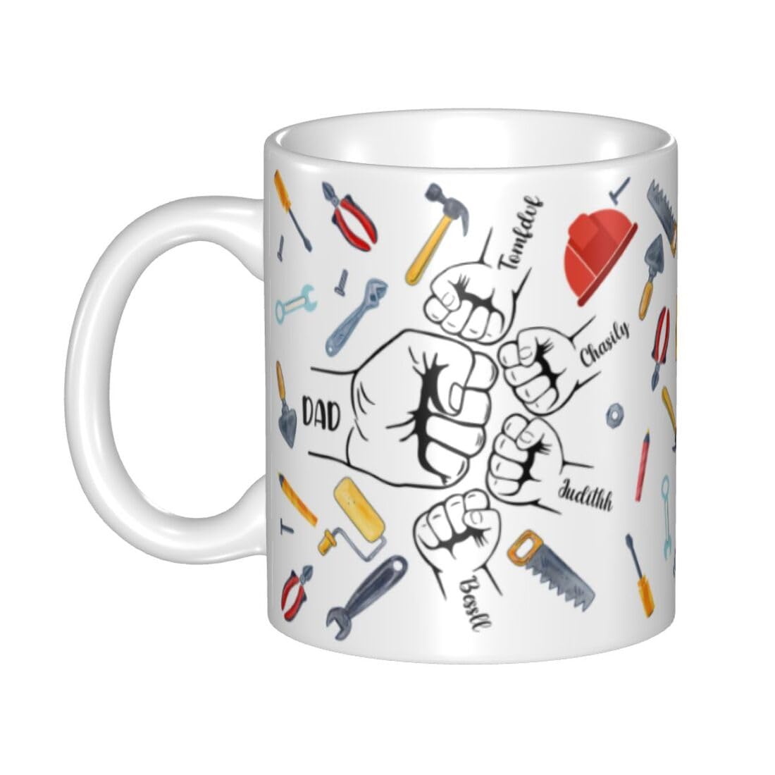 Personalized Dad Mug With Name - Custom Father's Day Coffee Cup, 11oz Ceramic, Fist Bump Design, Gift For Dad Grandpa From Daughter Son - View #7