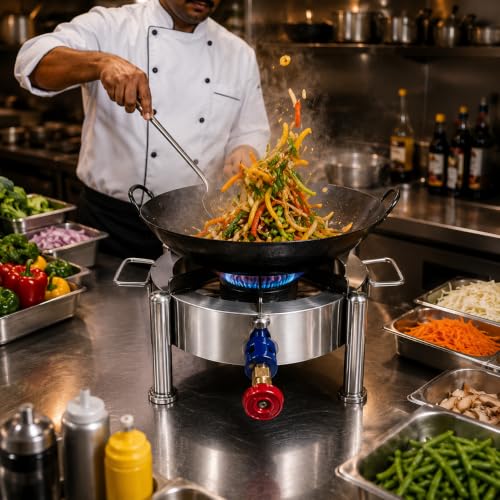 Image of Round Catering Burner Heavy Duty LPG Gas Stove | Stainless Steel, Commercial Cooktop, For Hotel Restaurant Catering Kitchen, CTG-BRNR-RND-12X12-N