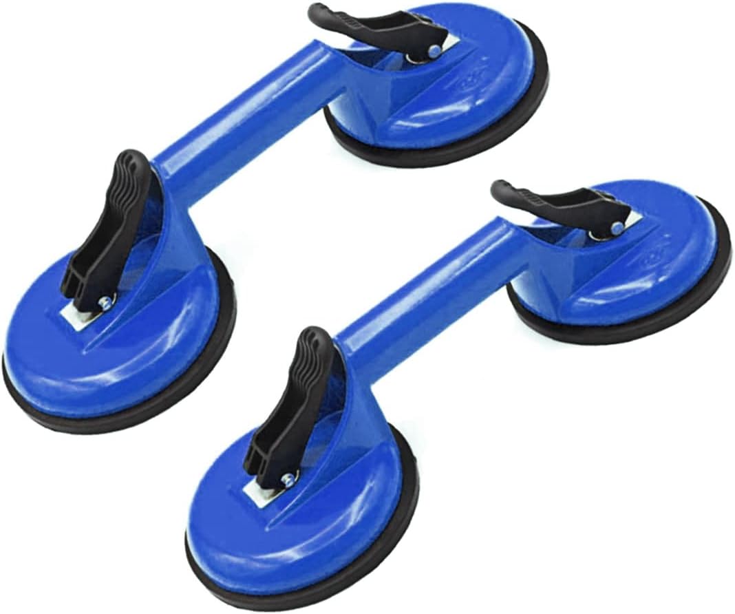Glass Lifting Suction Cups Heavy Duty Vacuum Aluminum Alloy Handle Holder to Lift Large Glass/Floor Gap Fixer/Tile Lifter/Moving Window,Mirror/Windshield Removal & Install Tool Blue