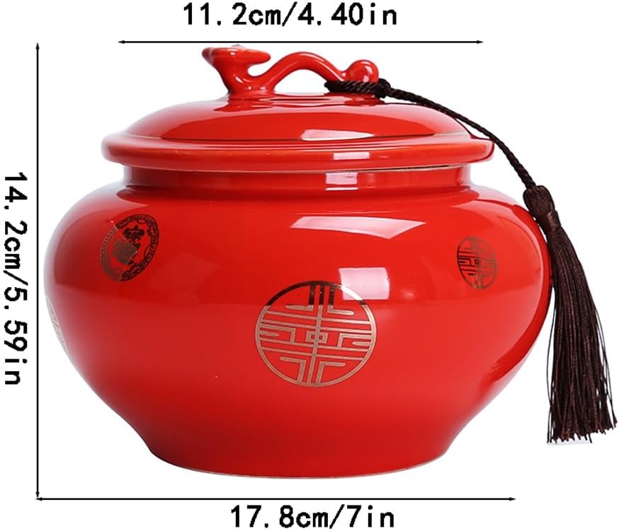 SONGCHAO Sugar Jar Ceramic Tea Cans, Kung Fu Sets, Storage, Household Sealed Tea Canister(B)