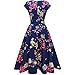 DRESSTELLS Cocktail DressFloral Formal Dresses for Women Wedding Guest Spring Easter Party Ladies Tea Length Aline Evening Gown Print Navy Flower 2XL