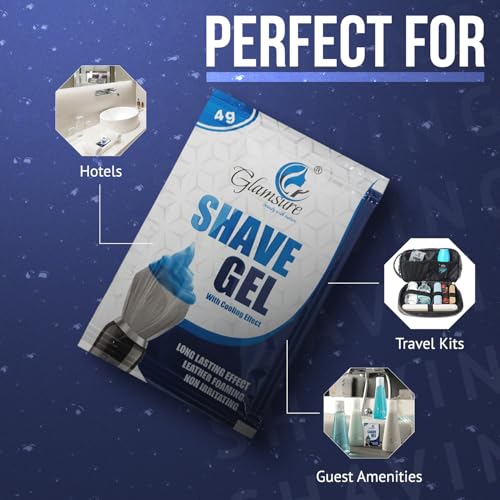 Image of Glamsure Premium Hotel Shaving Gel 4 g Sachet - Single-Use Guest Grooming Amenity for Hospitality, Travel & Hotels (50)