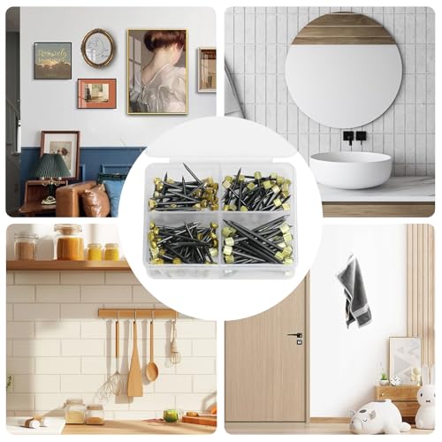 Image of 120 Pcs Picture Hanging Nails Kit,4 Sizes Decorative Nails for Photo Hanger, Frames Hanger for Wall(Small,Medium,Large)