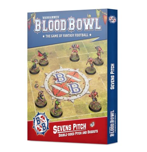 Games Workshop Blood Bowl Sevens Pitch 2026 – Double-Sided Fold-Out Pitch & Matching Dugouts – Astrogranite & Grass Surfaces – Half-Sized Fast-Play Game Board Blood Bowl