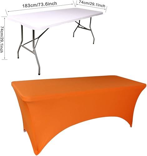 Miniatura 10 de Fvstar 2 manteles de elastano de 6 pies, ajustados, resistentes a las arrugas, rectangular, lavables, para fiestas, eventos, DJ, ferias comerciales,