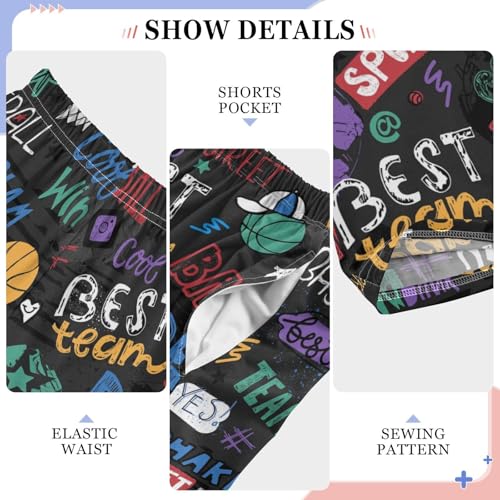 ZZXXB Funny Basketball Boys Long Pants Soft Trousers Elastic Waist Kids Lounge Bottoms with Pockets S-XL4