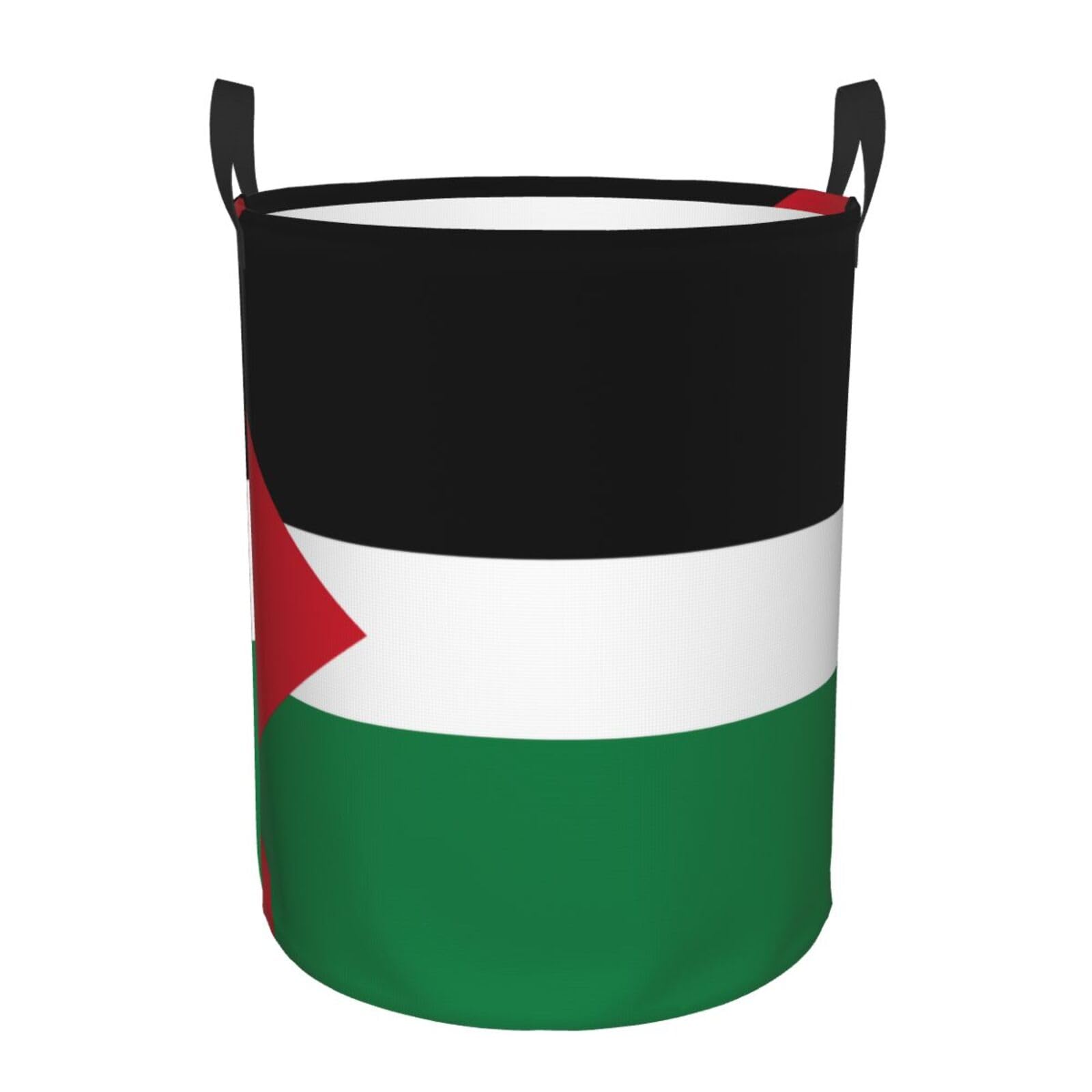 M Circular Hamper – Collapsible Flag of the State of Palestine Print Laundry Basket