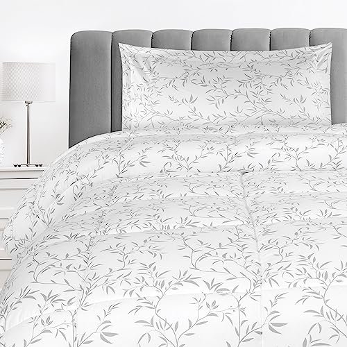 Utopia Bedding Twin Comforter Set Kids (Vines Grey) with 1 Pillow Sham - Bedding Comforter Sets - Down Alternative Comforter - Soft and Comfortable - Machine Washable