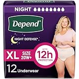 Depend Night Defense Adult Incontinence &amp; Postpartum Bladder Leak Underwear for Women, Disposable, Overnight, Extra-Large, Blush, 12 Count, Packaging May Vary