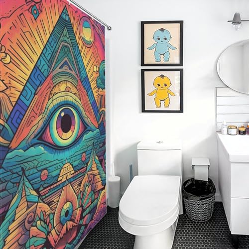Rideau de douche œil en polyester imperméable 168x183cm pour salle de bain - 3