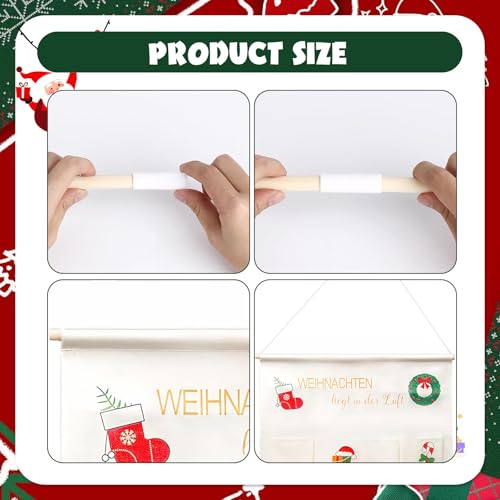 Adventskalender Zum Befüllen 100 X 50 Cm Mit 24 Taschen Wiederverwendbar Adventskalender Zum Aufhängen Hängend Zum Wand Tür Weihnachten Deko