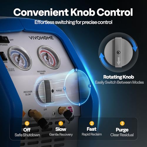 VIVOHOME 110-120V AC 60Hz 3/4HP Single Cylinder Portable Refrigerant Recovery Machine Blue