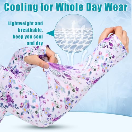 Image of Bebila Gardening Sleeves for Women Farm UV Sun Protection Anti-Scratch Cooling Sleeves with Thumb Hole Arms Cover Outdoors