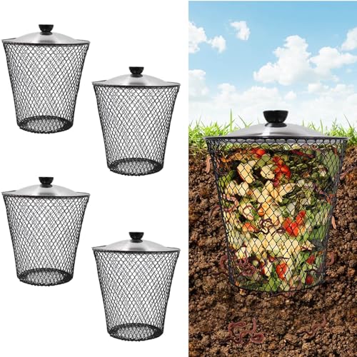 Opiniones y reviews de Contenedores para hacer compost para exterior los 5 más buscados. 46 Paquete de 4 contenedores de compostaje en tierra para exteriores, de metal con tapa para basura orgánica, granja de gusanos para jardín, parche de verduras, patio trasero,...