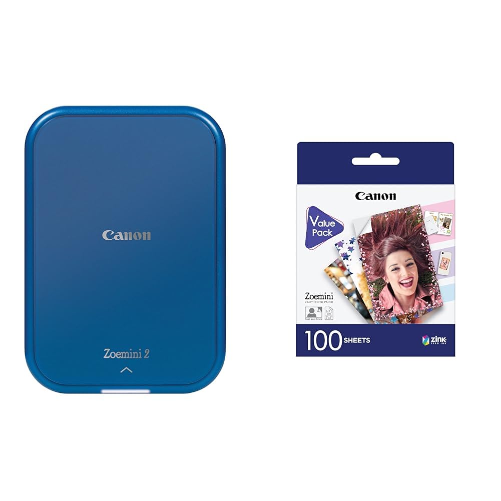 Canon Zoemini 2 Mini Fotodrucker mobil tragbar unterwegs Hosentasche & ZP-2030 Original Zink Photo Paper 100 Sheets for Zoemini Instant Camera/Photo Printer