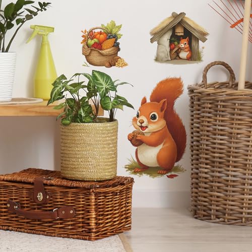 Vinilo decorativo adhesivo familiar ardilla en acuarela miniatura 3