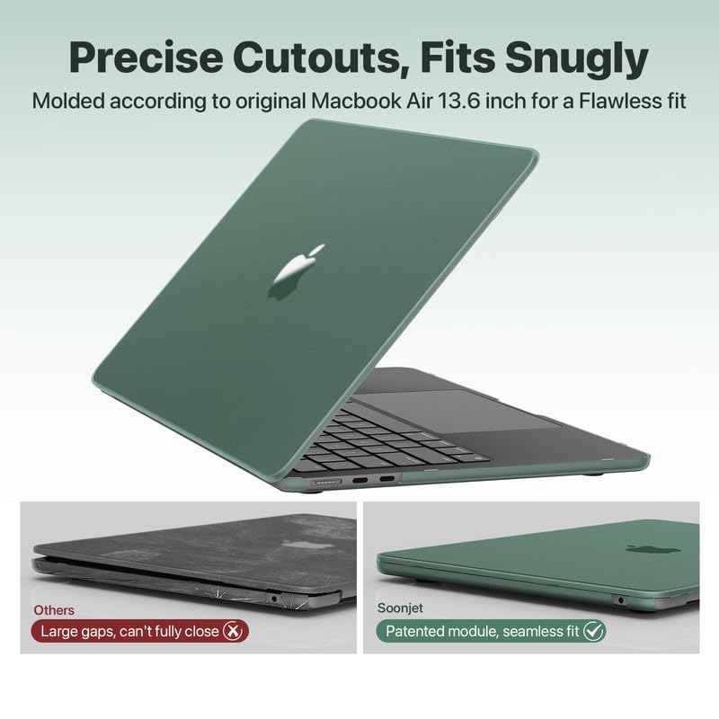 Image of Soonjet for MacBook Air 13 inch Case, M5 M4 M3 M2, 2022-2026 A3449 A3240 A3113 A2681, Color Matched, Snap-On Design, Fingerprint & Scratch Resistant, Hard Shell Protective Matte Cover for Mac Air 13.6