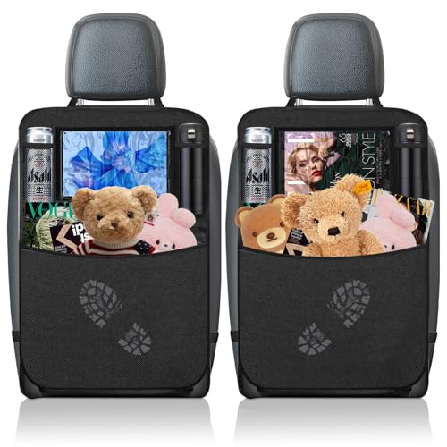 Criveple Lot de 2 protections de dossier de siège auto pour enfants, Oxford 600D, imperméables et anti-salissures, organisateur de siège auto, pour ranger les affaires d'enfants, protection de tapis