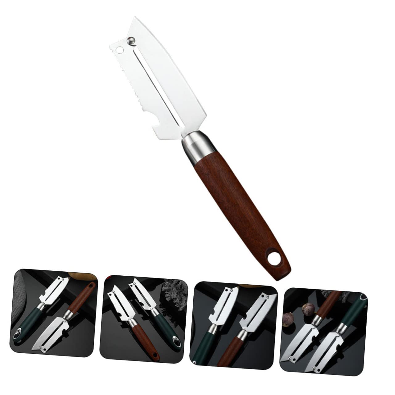 Ciieeo 5 Piezas Pelador De Acero Inoxidable Peladores De Zanahorias Herramienta Rotativa Depuradores De Pepino Peladores De Papas Pelador De Papas Manual De Madera