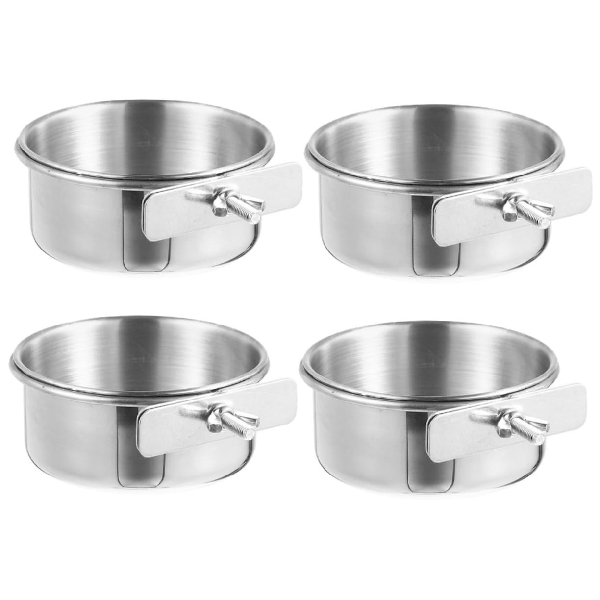 Set 4Pezzi Accessori per Pappagalli in Metallo Inossidabile Argento, Mangiatoie per Pappagalli Design Anti-Chew e Resistenti alla Ruggine per Gabbie