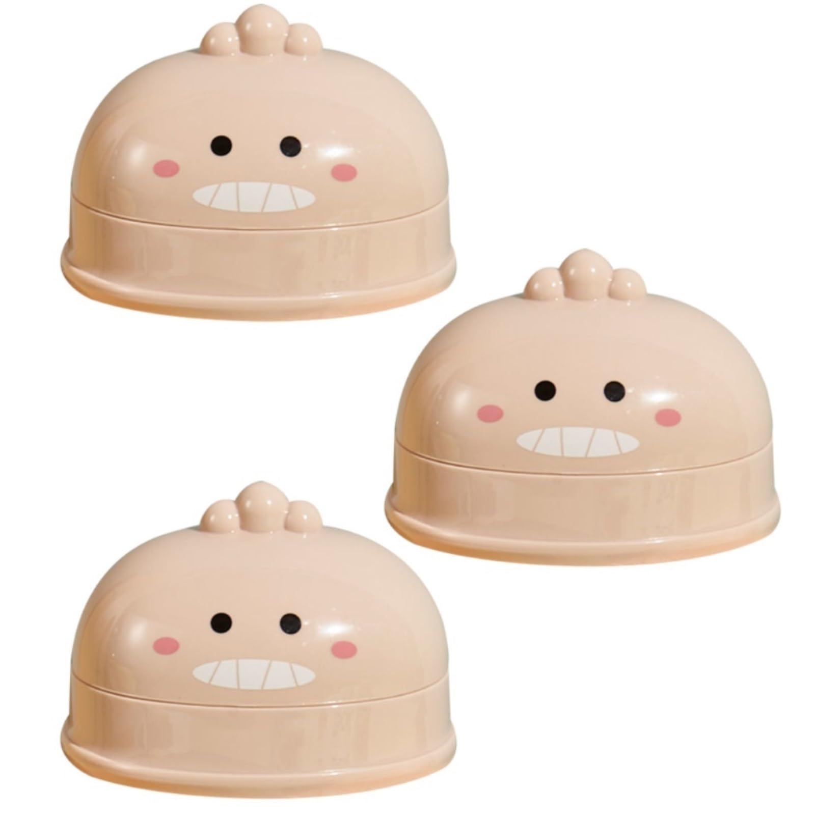 Jabonera Caja de jabón de 3 Paquetes con Tapa, Inodoro doméstico de Doble Capa drenable, jabonera portátil Bonita de Dibujos Animados (Color : Pink, Size : 14cm*11.5cm*11cm)