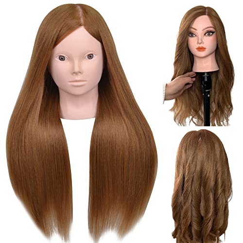 PERFEHAIR 22" Hair and Makeup Hairdressing Training Mannequin Dolls Head with 70% Real Hair