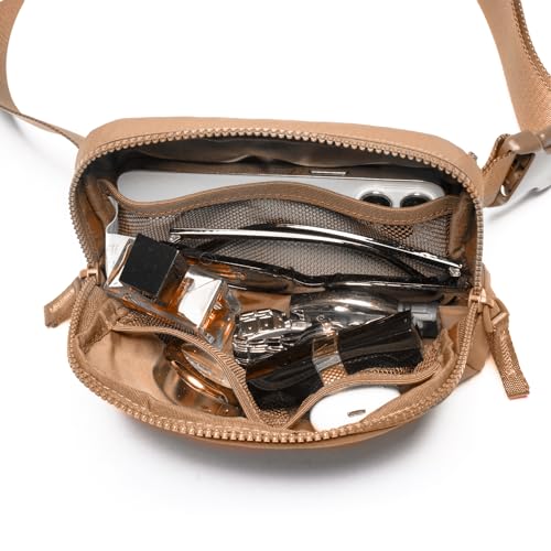 Image of Belt Bag for Women Two-Way Zipper Cross Body Fanny Pack Fashion Waist Packs Everywhere Belt Bag with Adjustable Strap Gifts for Teen Girls Women Men (Brown)