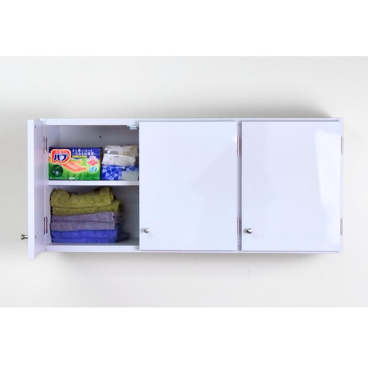 Amazon.co.jp: 鏡面扉 吊り戸棚 幅90L(奥行30) ホワイト SR-048WH