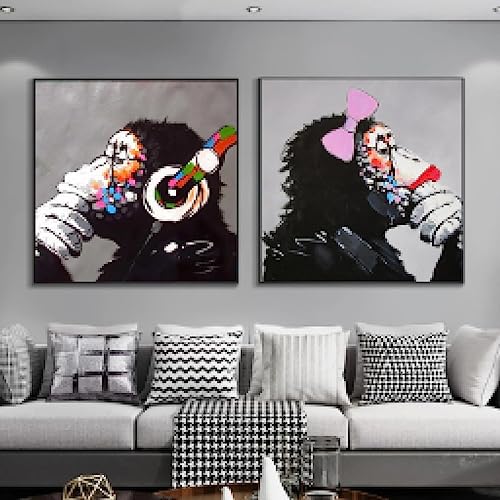 Affiches dessin animé animal KEBIA : toile murale de singe graffiti 60x60cm pour chambre garçon