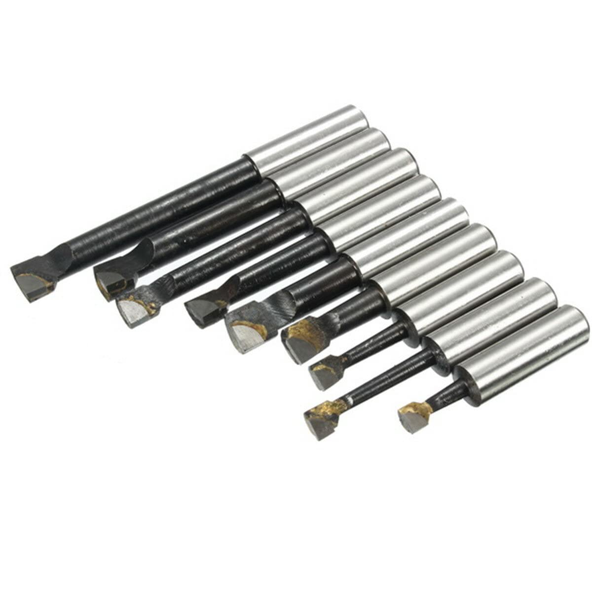 Lot de 9 tiges d'alésage de 12 mm avec pointe en carbure de tungstène