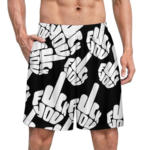 Fuck You Mens Pajama Shorts Soft Pj Pants Lightweight Sleep Short with Pockets