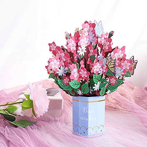 Biglietto pop-up con bouquet di fiori, biglietto