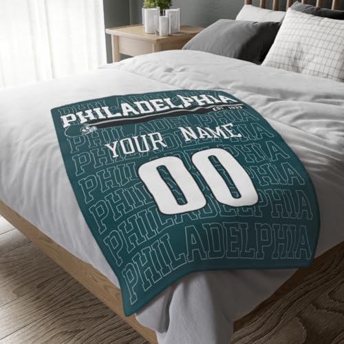 Image of ANTKING Philadelphia Throw Blanket for Men Women Boy Custom Name and Number Gifts