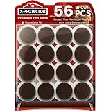 X-PROTECTOR Felt Furniture Pads - 56 PCS 3/4' - Felt Pads Floor Protectors - Chair Felt Pads - Felt Pads for Furniture Feet - Furniture Pads for Hardwood Floors - Protect Your Floors! (Brown, Round)