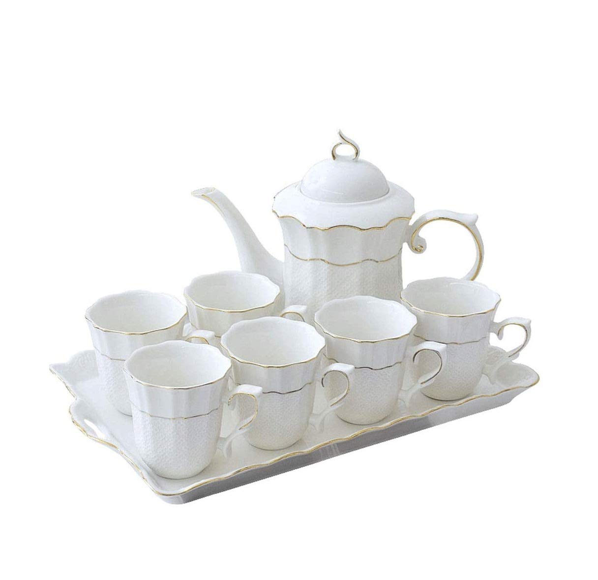8 Pezzi di Set Tazza di caffè in Ceramica Europeo, teiera, Tazze di Cina ossea, Set di caffè Set per tè pomeriggio, Set da tè in Ceramica, miglior Regalo