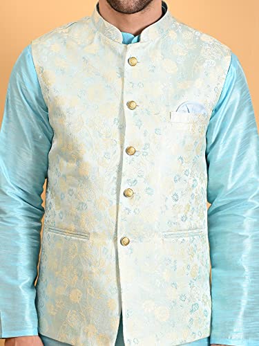 Image of Uri and MacKenzie Men's Silk Blend Kurta Pajama with Designer Ethnic Nehru Jacket /Modi Jacket