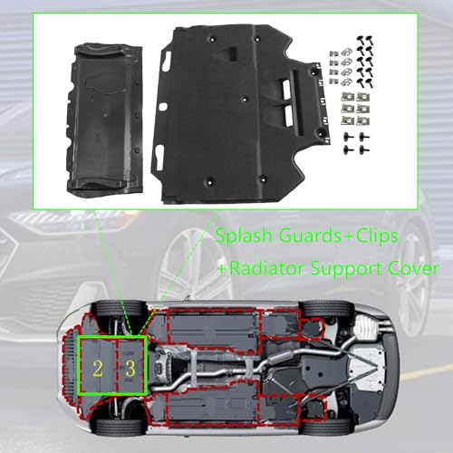 Image of GXARTS Radiator Support Cover Splash Guards w /Clips 4G0863821B Compatible with Audi A6 4G /C7 A7 (4G) 2011-2018 4G0863821F 4G0863822C 4G0863822J Front Lower Engine Under Cover Set