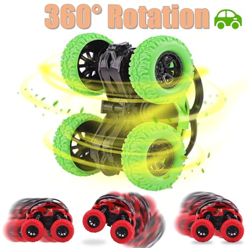 Toys Cars for 2+ Year Old Boys, 2 Pack Pull Back Cars Monster Trucks, 360 Degree Rotation Push and Go Vehicle - Image 2