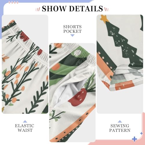 Boys' Pants Leaves Stripe Christmas Long Bottoms Jogger Pants Elastic Waist Trousers with Pockets S-XL4