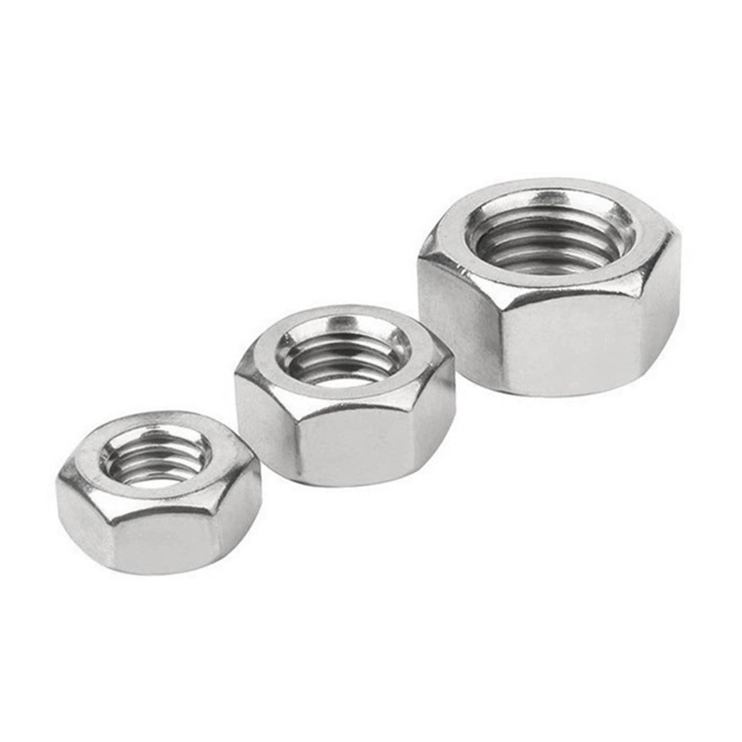 3/8-16 Stainless Steel Hex Nuts - 25 Pack, 18-8 (304) Grade, Bright Finish, Corrosion Resistant