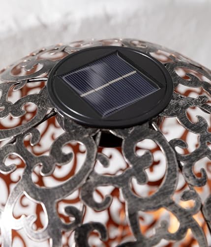 Dehner Kula solarna Luanda, Ø 30 cm, metal, srebrna/miedź