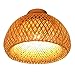 WJLL E27 Plafoniera Lampada da soffitto a Intreccio in bambù Illuminazione Soggiorno Corridoio Lampada da Portico Lampada Rotonda in Rattan Soffitto Lamp Lampadario da Letto in Legno Color bambù,38cm