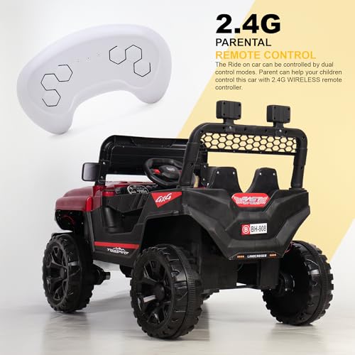 Image of Little Rides Awetor 4x4 Battery Operated Jeep for Kids, Ride on Toy Baby Car with LED & RGB Light & Music, Rechargeable Electric Jeep, Big Battery Car for Kids to Drive 1 to 5 Years Boys Girls (Red)