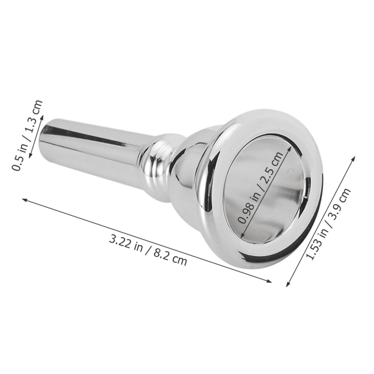 BESTonZON Precision Crafted Silver Mouthpiece Ideal for Alto Euphonium 1.1cm Inner Diameter 35mm End Outer Diameter
