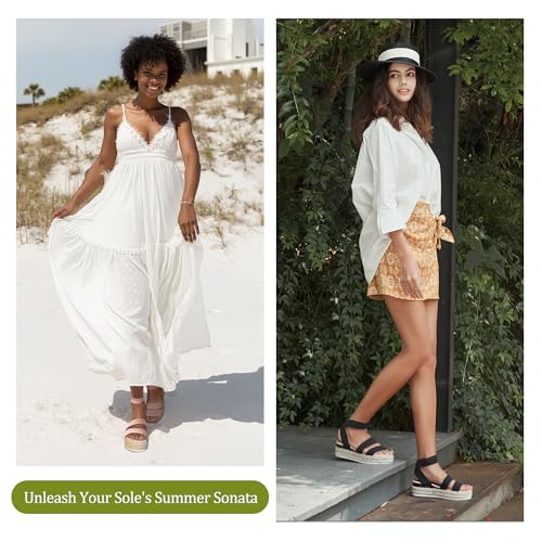 Vepose Women's 876 Cute Platform Wedge Sandals Open Toe, Espadrilles Sandals with Double Elastic Strap2