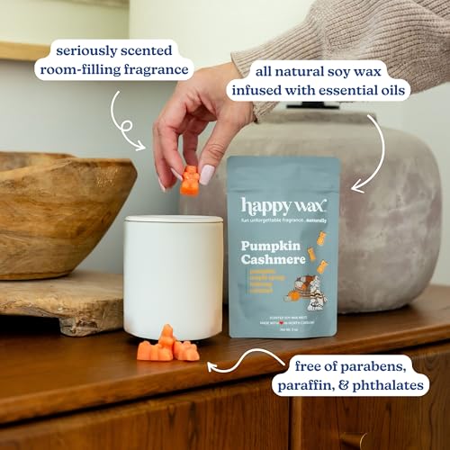 Image of Happy Wax Cozy Pumpkin Collection: Natural, Non-Toxic Scented Soy Wax Melts - Total 6oz Variety Pack: Pumpkin Cashmere, White Cinnamon Pumpkin, Pumpkin Souffle
